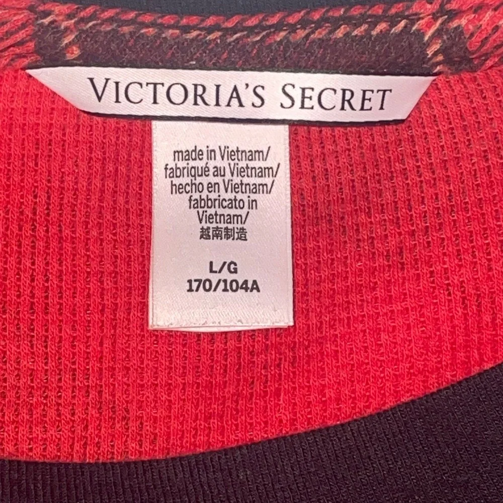 Victoria's Secret Women's Red Black Plaid Long Sleeve Sleep‎ Shirt Nightgown L